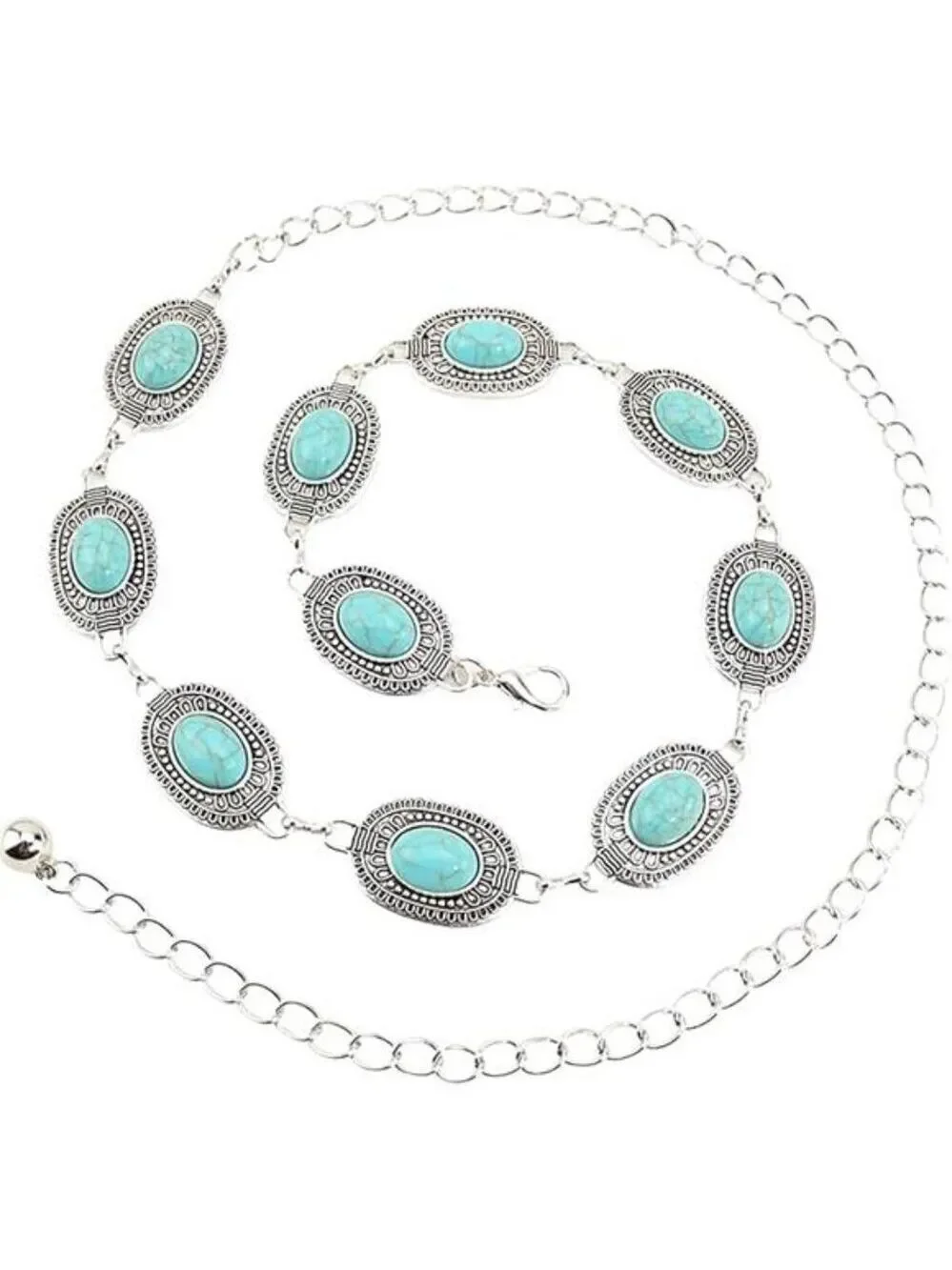 Women Western Turquoise Concho Waist Chain